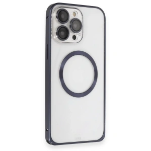 Joko İphone 15 Pro Max Kılıf Metal Bumper Magneticsafe Kapak - Lacivert