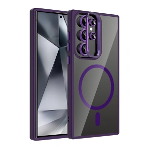 Joko Samsung Galaxy S23 Ultra Remim Lensli Magsafe Standlı Kapak - Derin Mor