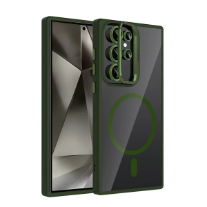 Joko Samsung Galaxy S23 Ultra Remim Lensli Magsafe Standlı Kapak - Koyu Yeşil