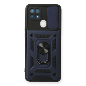 Oppo A15 Kılıf Pars Lens Yüzüklü Silikon - Lacivert