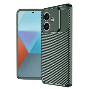 Oppo A3 Kılıf Auto Focus Karbon Kapak - Koyu Yeşil