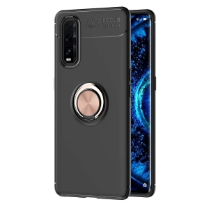 Oppo Find X2 Kılıf Range Yüzüklü Silikon - Siyah-gold
