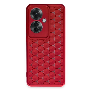 Oppo Reno 11f Kılıf Petek Silikon Kapak - Kırmızı