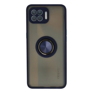 Oppo Reno 4 Lite Kılıf Montreal Yüzüklü Silikon Kapak - Lacivert