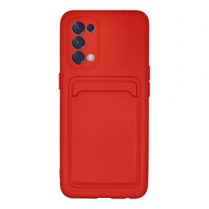 Oppo Reno 5 Kılıf Kelvin Kartvizitli Silikon - Kırmızı