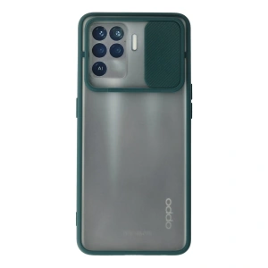 Oppo Reno 5 Lite Kılıf Palm Buzlu Kamera Sürgülü Silikon - Yeşil