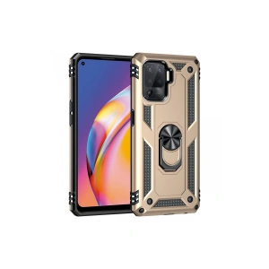 Oppo Reno 5 Lite Kılıf Sofya Yüzüklü Silikon Kapak - Gold