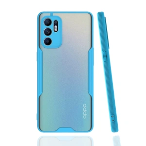 Oppo Reno 6 Kılıf Platin Silikon - Mavi