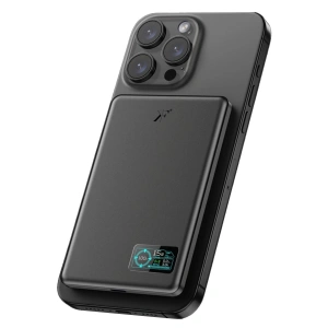 Pw595 5.000 Mah Dijital Göstergeli 20w Type-c Ve 15w Kablosuz Şarj Pd Hızlı Şarj Magsafe Powerbank - Siyah