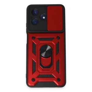 Realme C53 Kılıf Pars Lens Yüzüklü Silikon - Kırmızı
