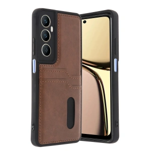 Realme C65 Sara Kartvizitli Deri Kılıf - Taba