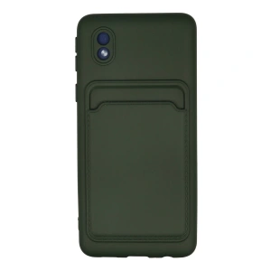 Samsung Galaxy A01 Core Kılıf Kelvin Kartvizitli Silikon - Koyu Yeşil