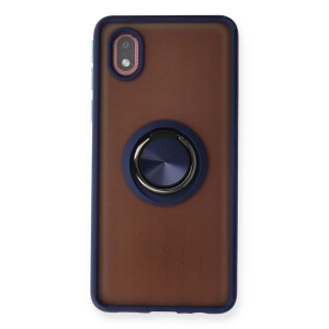 Samsung Galaxy A01 Core Kılıf Montreal Yüzüklü Silikon Kapak - Lacivert