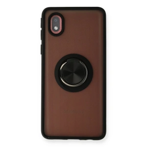 Samsung Galaxy A01 Core Kılıf Montreal Yüzüklü Silikon Kapak - Siyah