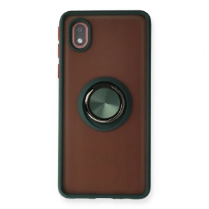 Samsung Galaxy A01 Core Kılıf Montreal Yüzüklü Silikon Kapak - Yeşil