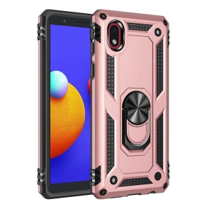 Samsung Galaxy A01 Core Kılıf Sofya Yüzüklü Silikon Kapak - Rose