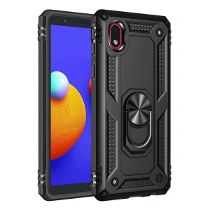 Samsung Galaxy A01 Core Kılıf Sofya Yüzüklü Silikon Kapak - Siyah
