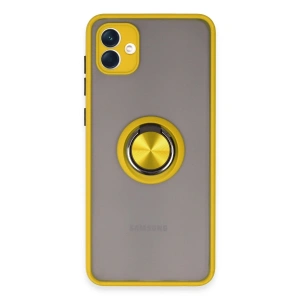 Samsung Galaxy A04 Kılıf Montreal Yüzüklü Silikon Kapak - Sarı