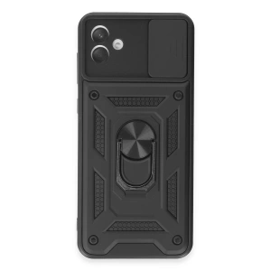 Samsung Galaxy A04e Kılıf Pars Lens Yüzüklü Silikon - Siyah