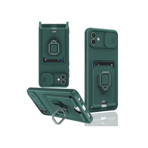 Samsung Galaxy A05 Kılıf Zuma Kartvizitli Yüzüklü Silikon - Yeşil