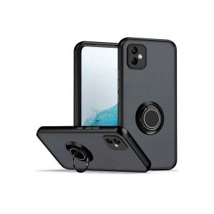 Samsung Galaxy A06 Kılıf Montreal Yüzüklü Silikon Kapak - Siyah
