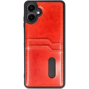 Samsung Galaxy A06 Kılıf Sara Kartvizitli Deri Kılıf - Kırmızı