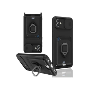 Samsung Galaxy A06 Kılıf Zuma Kartvizitli Yüzüklü Silikon - Siyah