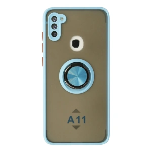 Samsung Galaxy A11 Kılıf Montreal Yüzüklü Silikon Kapak - Buz Mavi