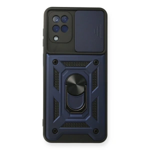 Samsung Galaxy A12 Kılıf Pars Lens Yüzüklü Silikon - Lacivert