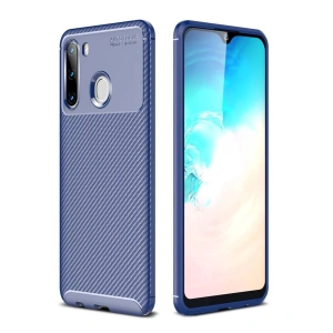 Samsung Galaxy A21 Kılıf Auto Focus Karbon Kapak - Lacivert