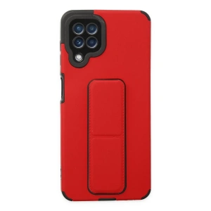 Samsung Galaxy A22 Kılıf Mega Standlı Silikon - Kırmızı