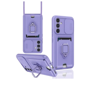 Samsung Galaxy A26 Kılıf Zuma Kartvizitli Yüzüklü Silikon - Lila