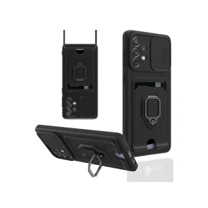 Samsung Galaxy A33 5g Kılıf Zuma Kartvizitli Yüzüklü Silikon - Siyah