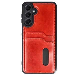 Samsung Galaxy A56 Kılıf Sara Kartvizitli Deri Kılıf - Kırmızı