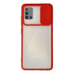 Samsung Galaxy A71 Kılıf Palm Buzlu Kamera Sürgülü Silikon - Kırmızı