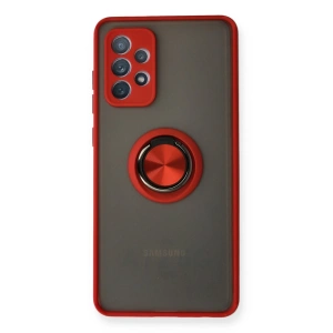 Samsung Galaxy A72 Kılıf Montreal Yüzüklü Silikon Kapak - Kırmızı