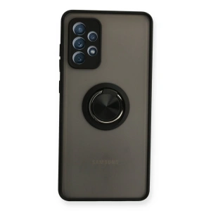 Samsung Galaxy A72 Kılıf Montreal Yüzüklü Silikon Kapak - Siyah