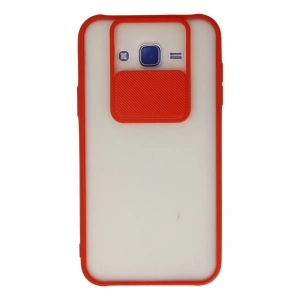 Samsung Galaxy J7 Kılıf Palm Buzlu Kamera Sürgülü Silikon - Kırmızı