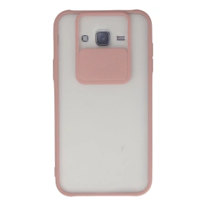 Samsung Galaxy J7 Kılıf Palm Buzlu Kamera Sürgülü Silikon - Pembe
