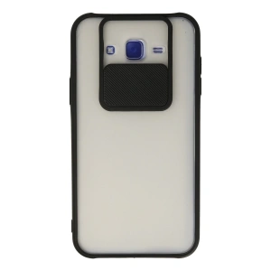 Samsung Galaxy J7 Kılıf Palm Buzlu Kamera Sürgülü Silikon - Siyah