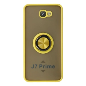 Samsung Galaxy J7 Prime Kılıf Montreal Yüzüklü Silikon Kapak - Sarı