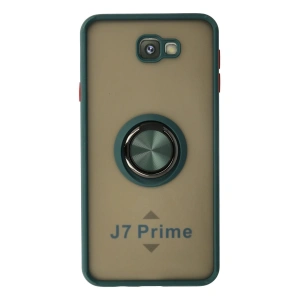 Samsung Galaxy J7 Prime Kılıf Montreal Yüzüklü Silikon Kapak - Yeşil