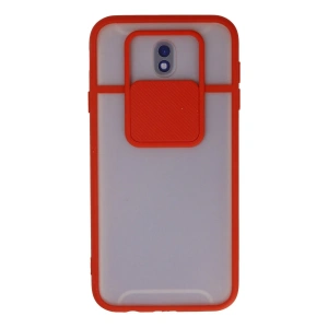 Samsung Galaxy J7 Pro / J730 Kılıf Palm Buzlu Kamera Sürgülü Silikon - Kırmızı