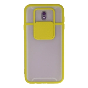 Samsung Galaxy J7 Pro / J730 Kılıf Palm Buzlu Kamera Sürgülü Silikon - Sarı