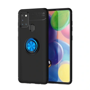 Samsung Galaxy M31 Kılıf Range Yüzüklü Silikon - Siyah-mavi