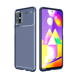 Samsung Galaxy M31s Kılıf Auto Focus Karbon Kapak - Lacivert