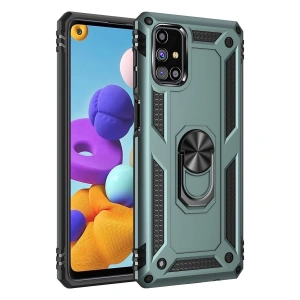 Samsung Galaxy M31s Kılıf Sofya Yüzüklü Silikon Kapak - Yeşil