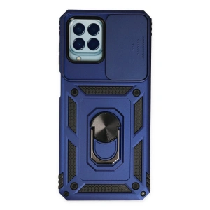 Samsung Galaxy M33 Kılıf Pars Lens Yüzüklü Silikon - Lacivert