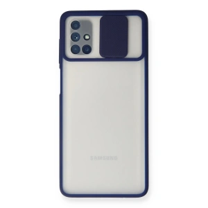 Samsung Galaxy M51 Kılıf Palm Buzlu Kamera Sürgülü Silikon - Lacivert