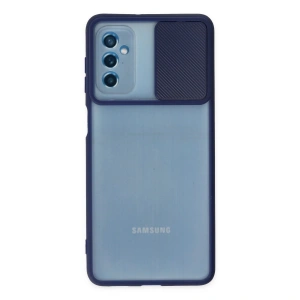 Samsung Galaxy M52 5g Kılıf Palm Buzlu Kamera Sürgülü Silikon - Lacivert
